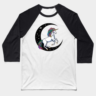 Unicorn With Moon Baseball T-Shirt